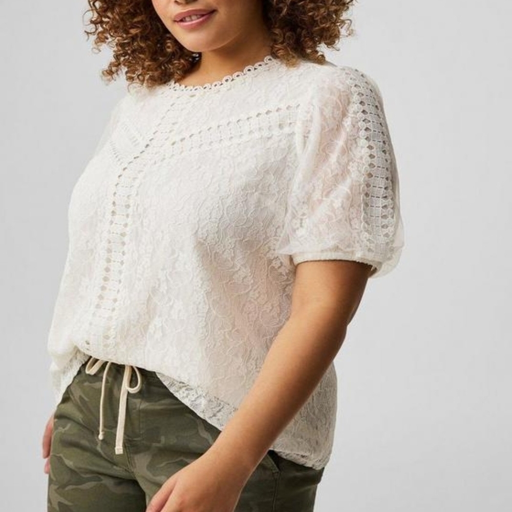 Torrid White And Black  Lace Blouse